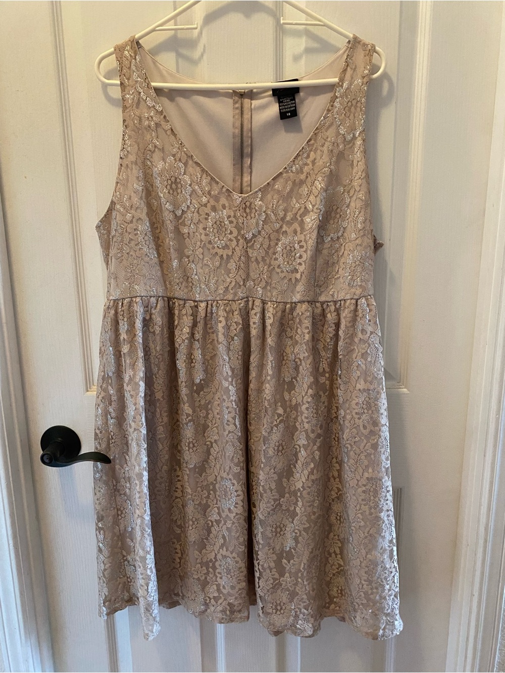torrid Lace V-Neck Mini Dress in Champagne Beige